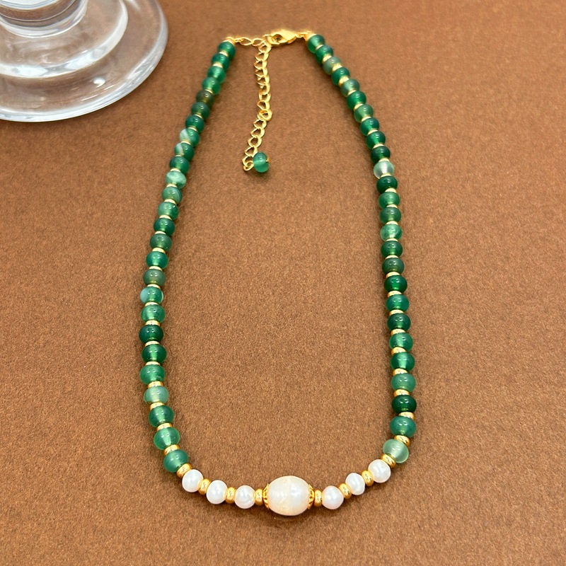 Summer New Chinese Style Vintage Natural Pearl Jade Light Luxury and Luxury, Versatile Necklace for Women