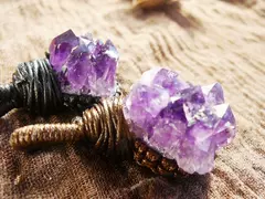 Natural purple crystal cluster net original paraffin rope crystal pendant necklace