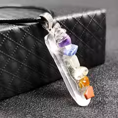 Natural crystal agate Chakra raw stone pendant irregular hexagon column necklace hanging ornaments