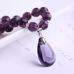 Natural authentic amethyst necklace pendant women's couple multi-layer jewel water drop cut jewelry